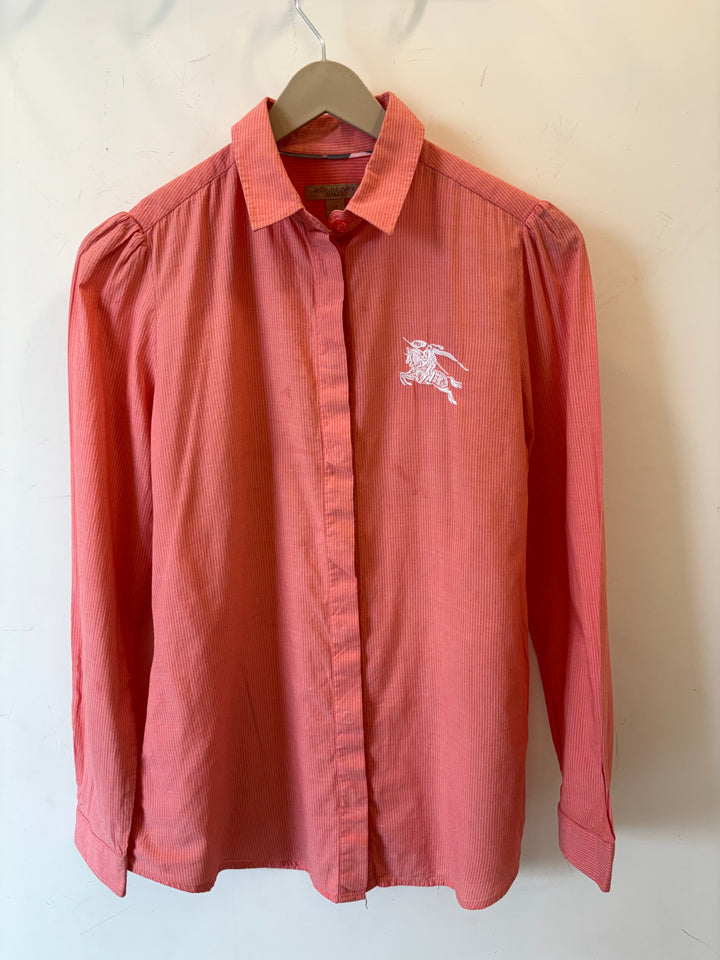 Burberry Pink Striped Cotton Button-Down Shirt