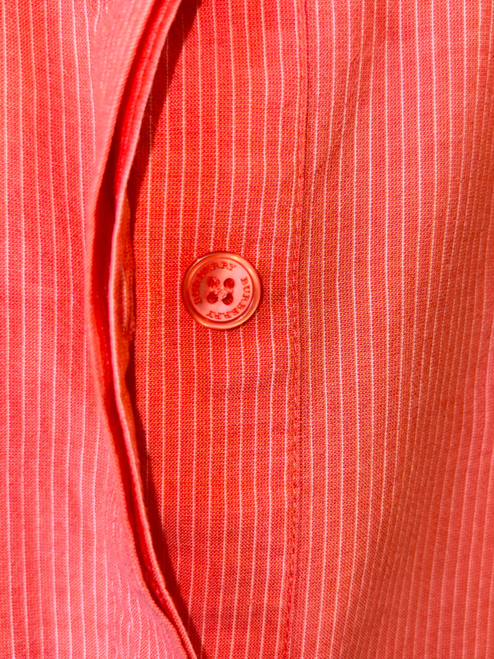 Burberry Pink Striped Cotton Button-Down Shirt