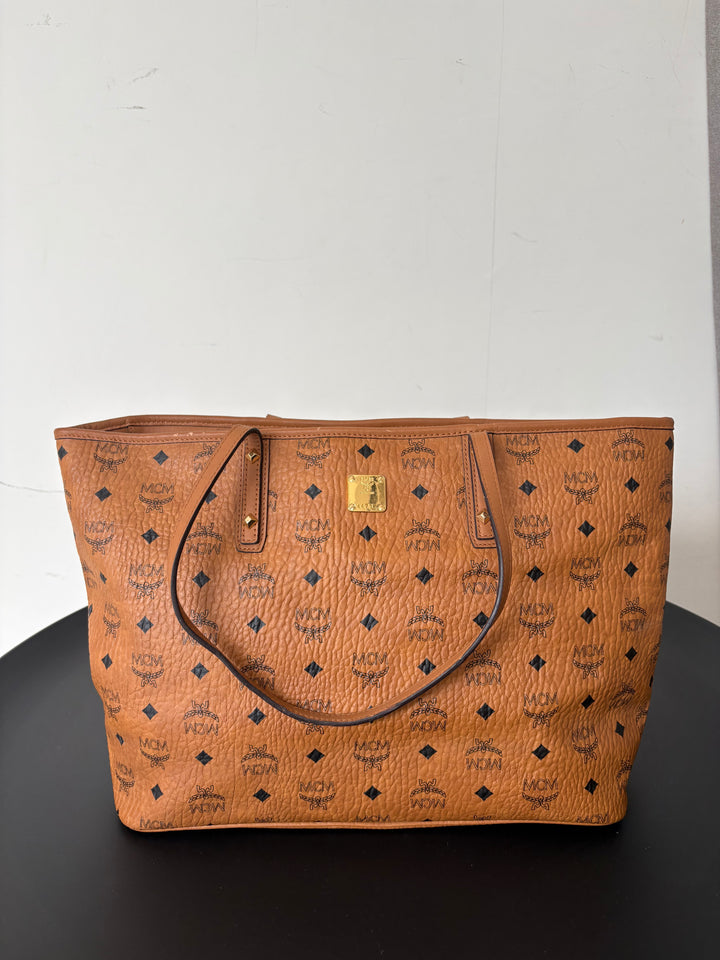MCM Visetos Medium Anya Top Zip Shopper Tote