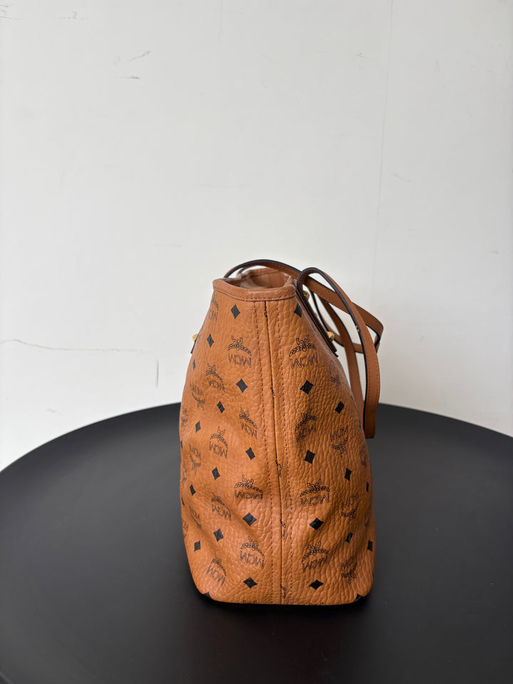MCM Visetos Medium Anya Top Zip Shopper Tote