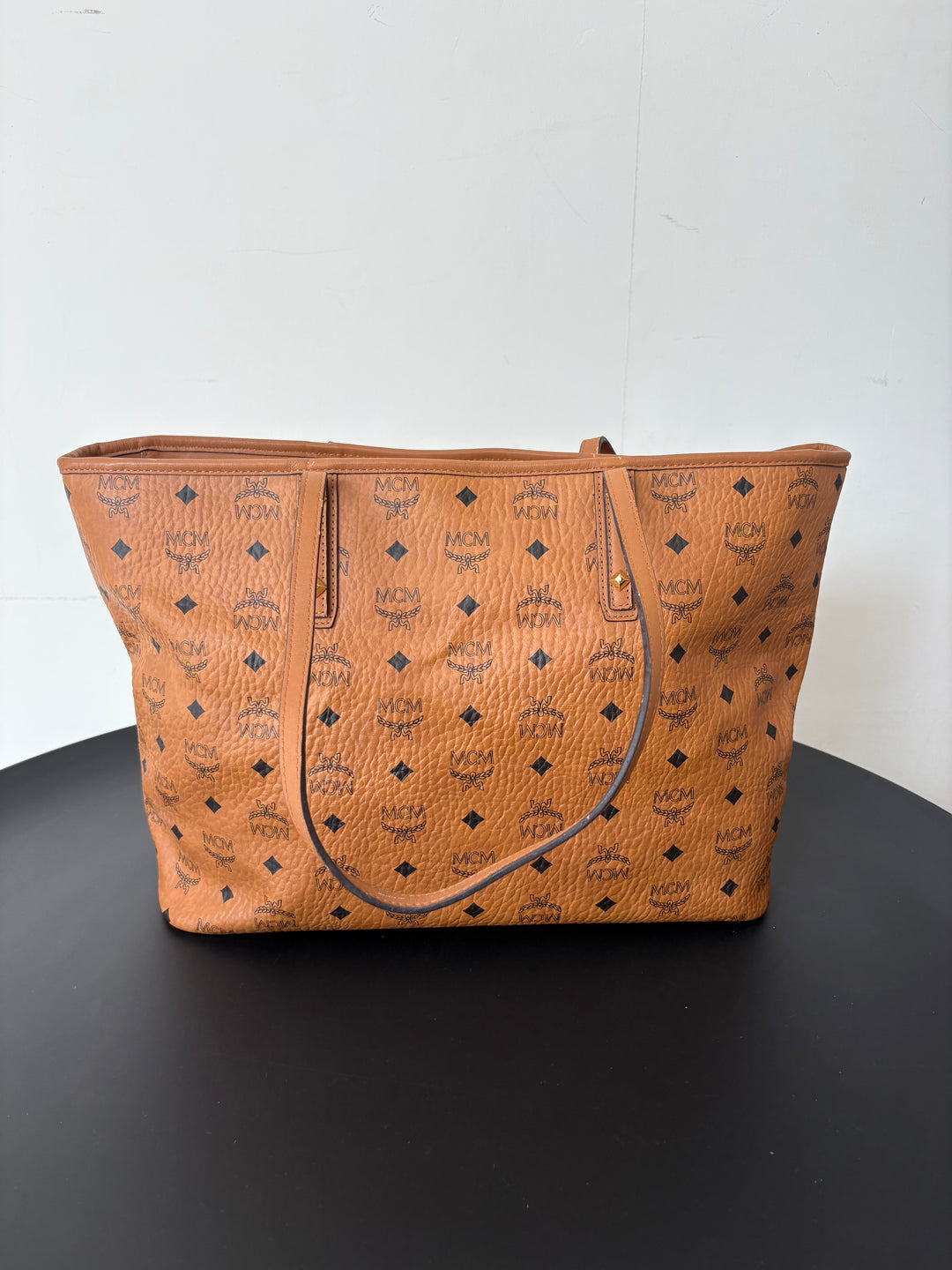 MCM Visetos Medium Anya Top Zip Shopper Tote
