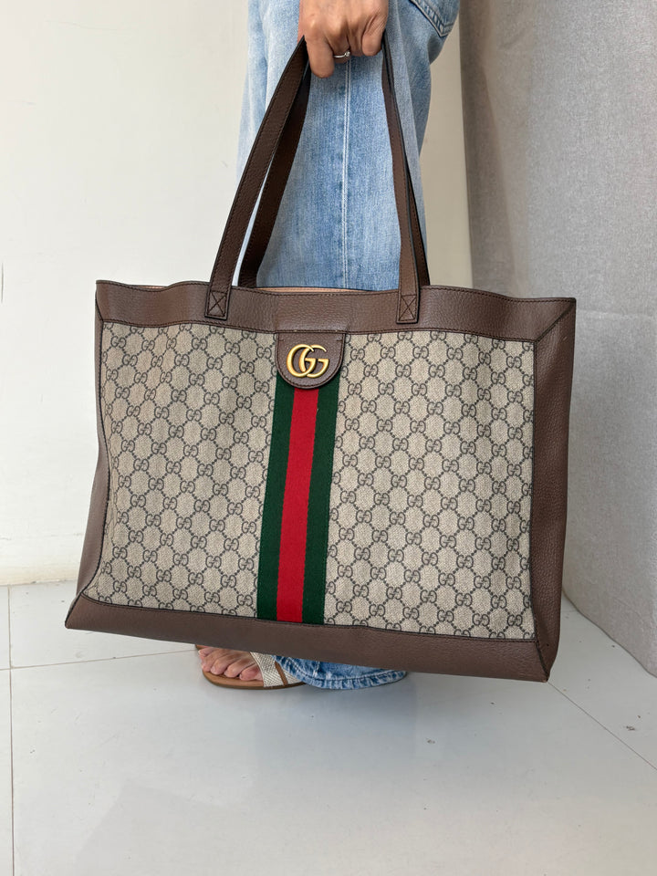 Gucci GG Supreme Canvas and Leather Ophidia Tote