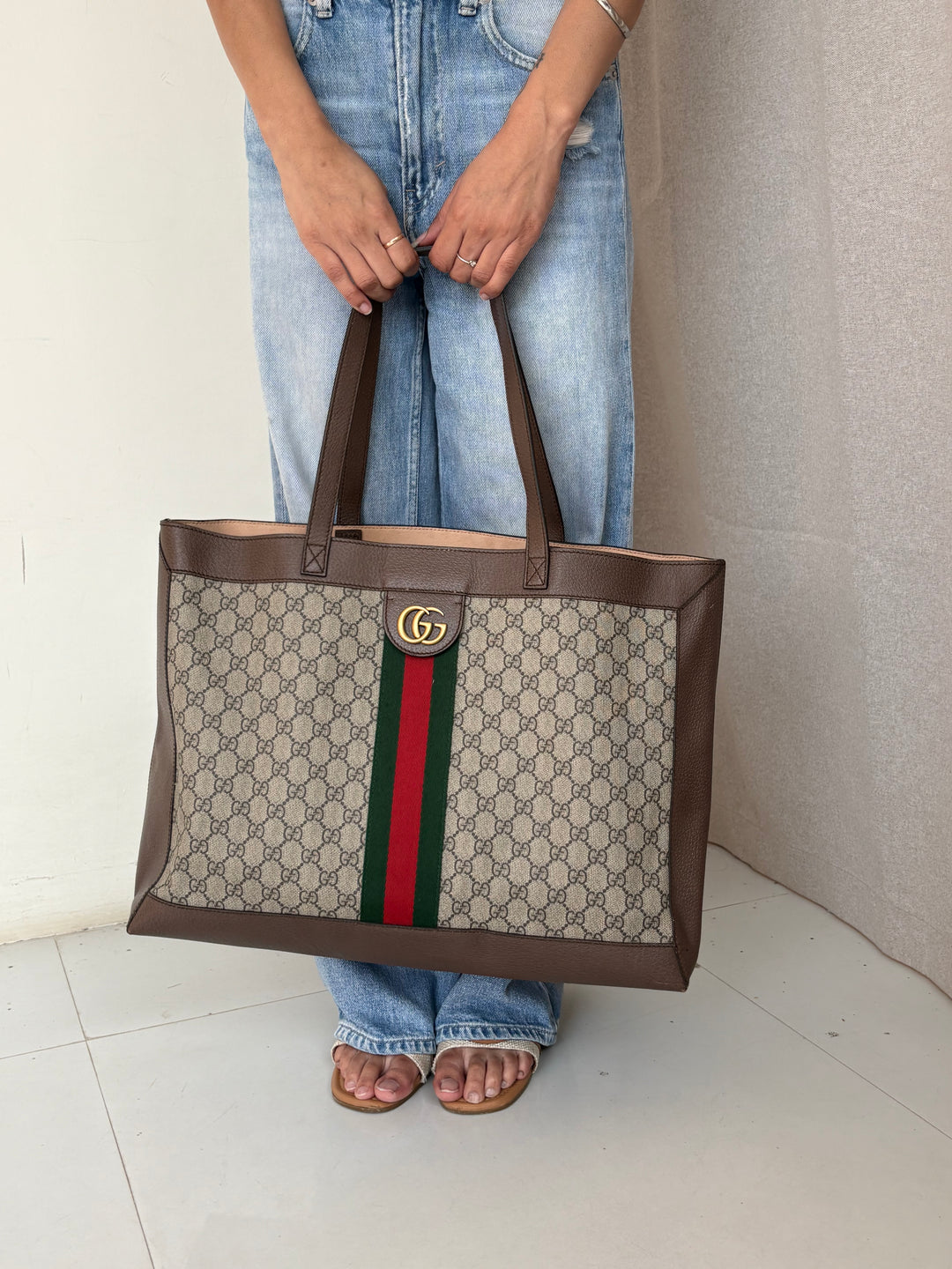 Gucci GG Supreme Canvas and Leather Ophidia Tote