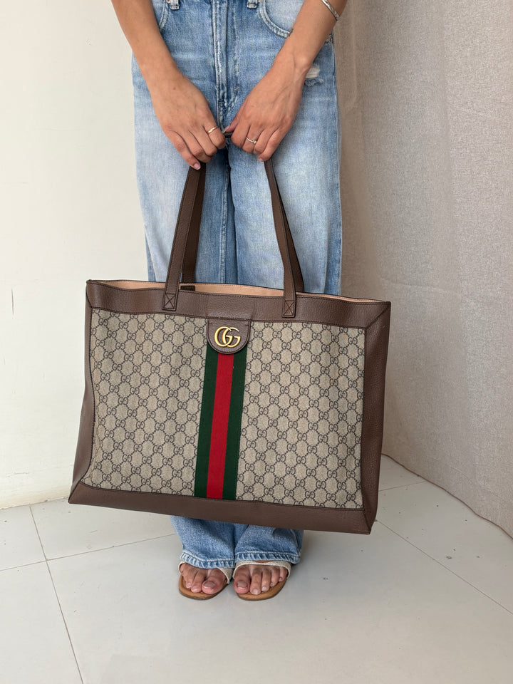 Gucci GG Supreme Canvas and Leather Ophidia Tote