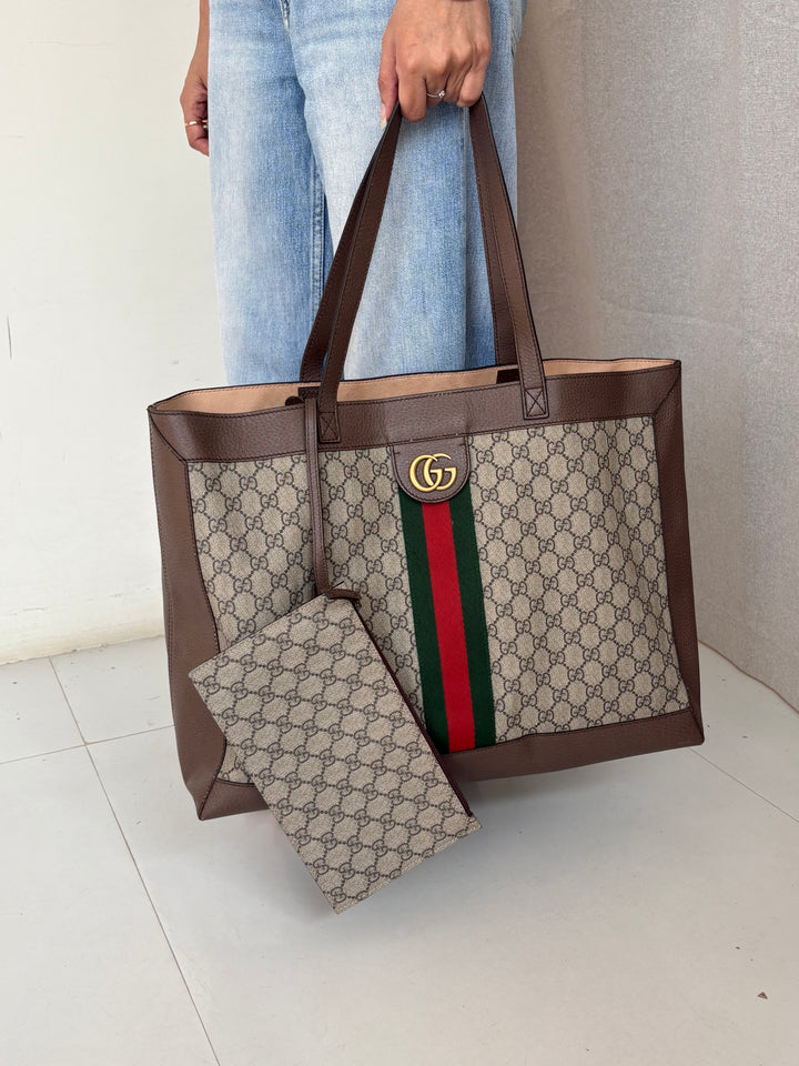 Gucci GG Supreme Canvas and Leather Ophidia Tote