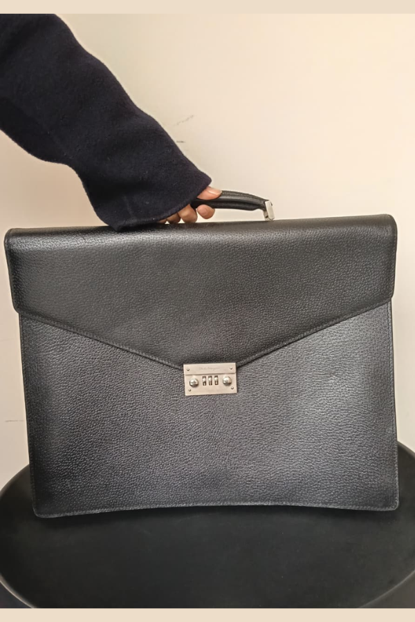 Salvatore Ferragamo Black Leather Briefcase