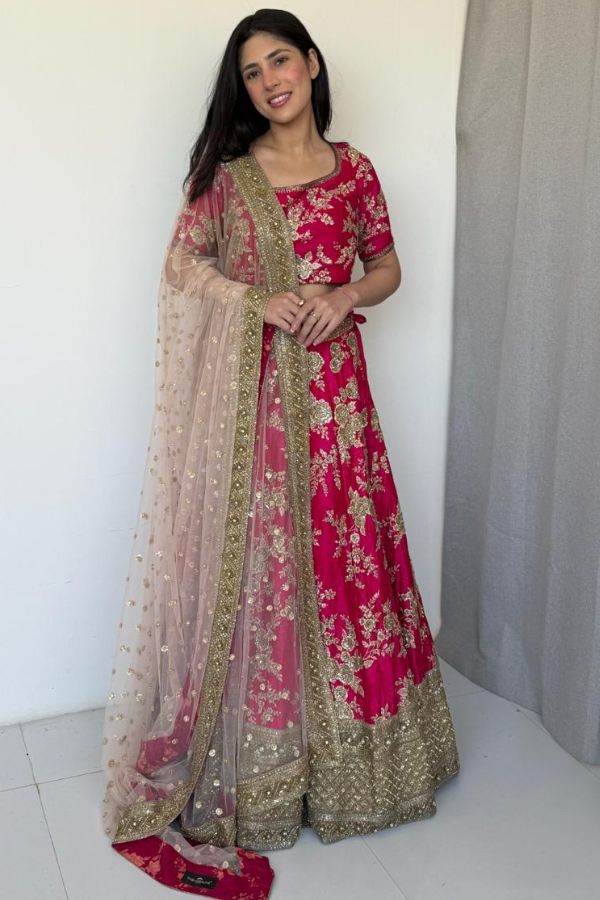 Sabyasachi Floral Zardozi Embroidered Lehenga Set