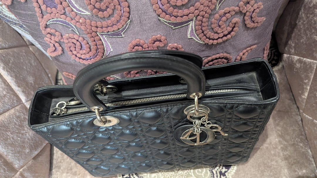 Lady Dior Black Cannage Tote Bag