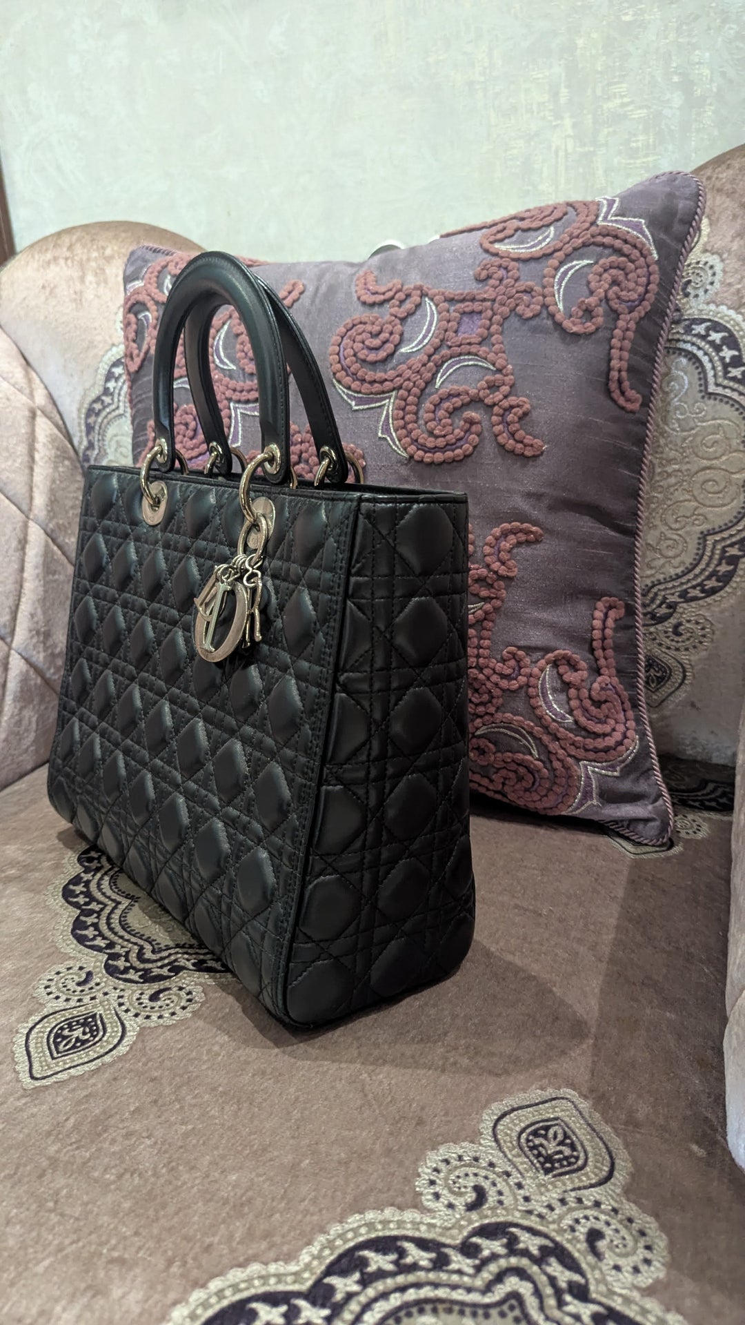 Lady Dior Black Cannage Tote Bag