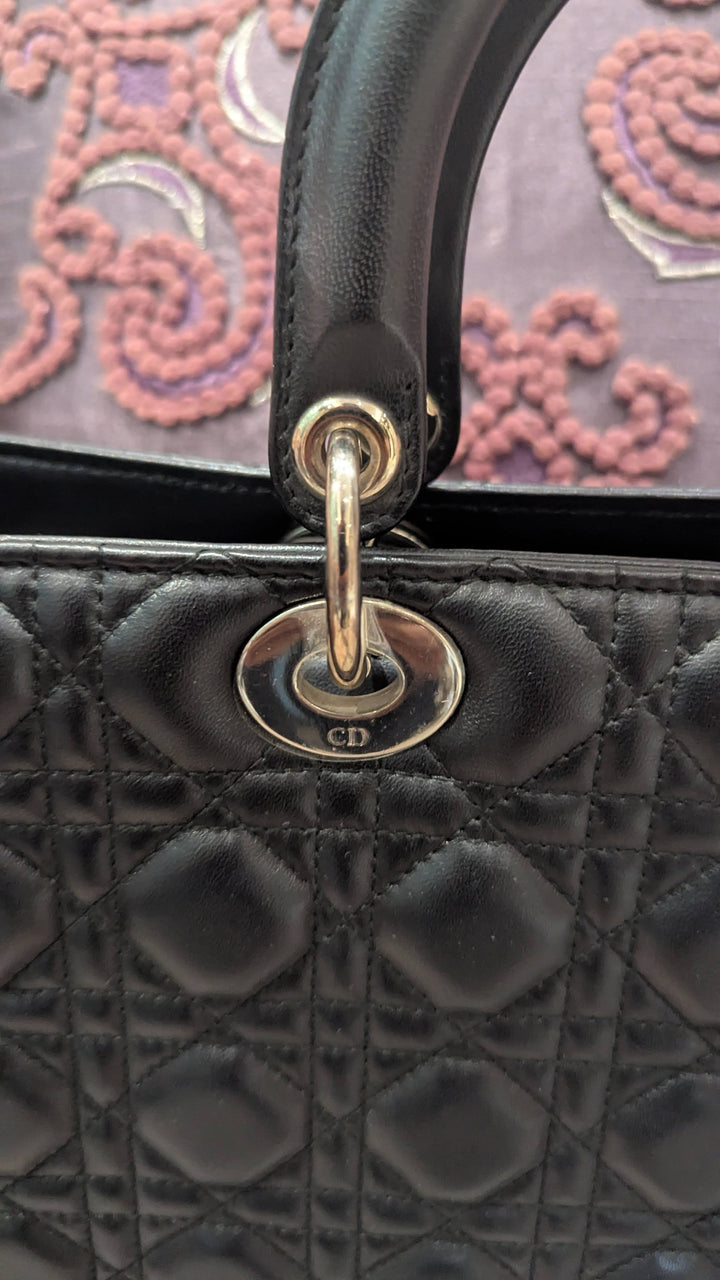 Lady Dior Black Cannage Tote Bag