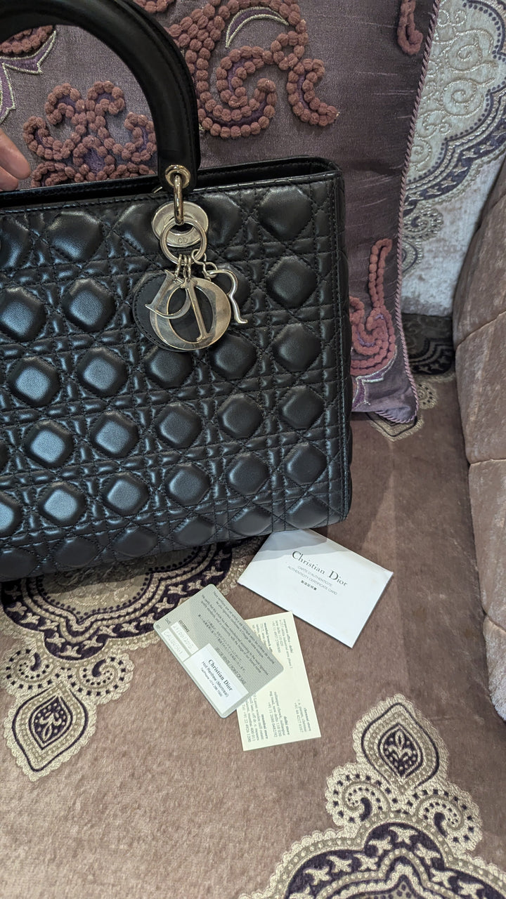 Lady Dior Black Cannage Tote Bag