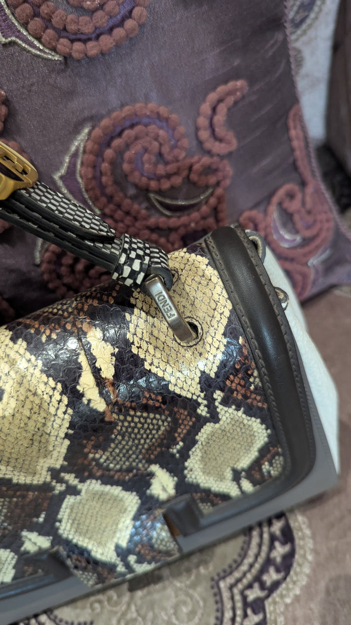 Fendi Multicolor Leather and Python Silvana Top Handle Bag