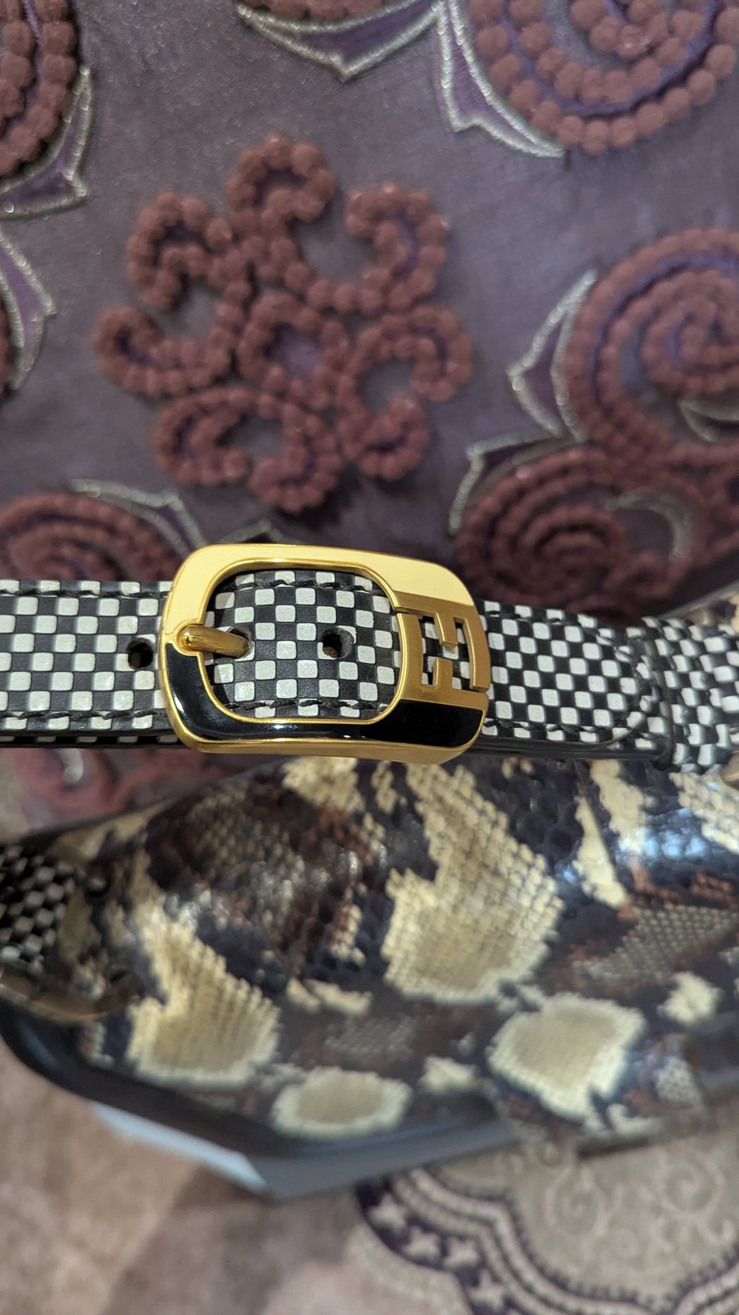 Fendi Multicolor Leather and Python Silvana Top Handle Bag