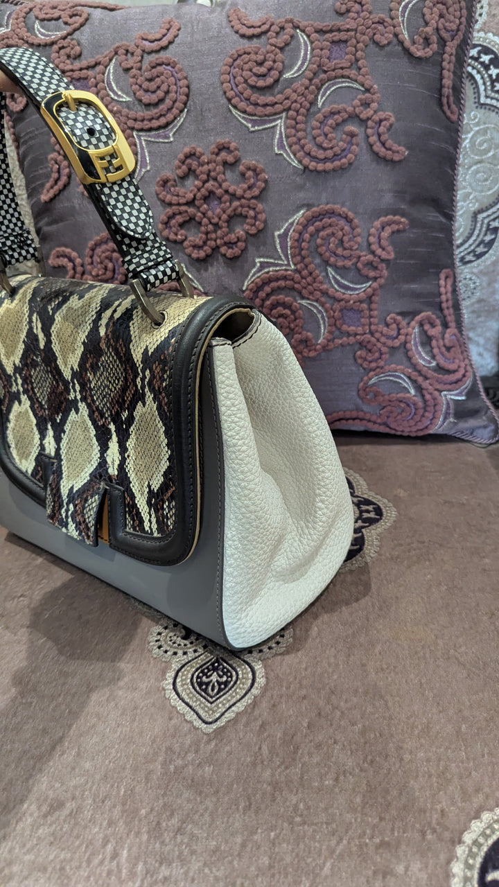 Fendi Multicolor Leather and Python Silvana Top Handle Bag