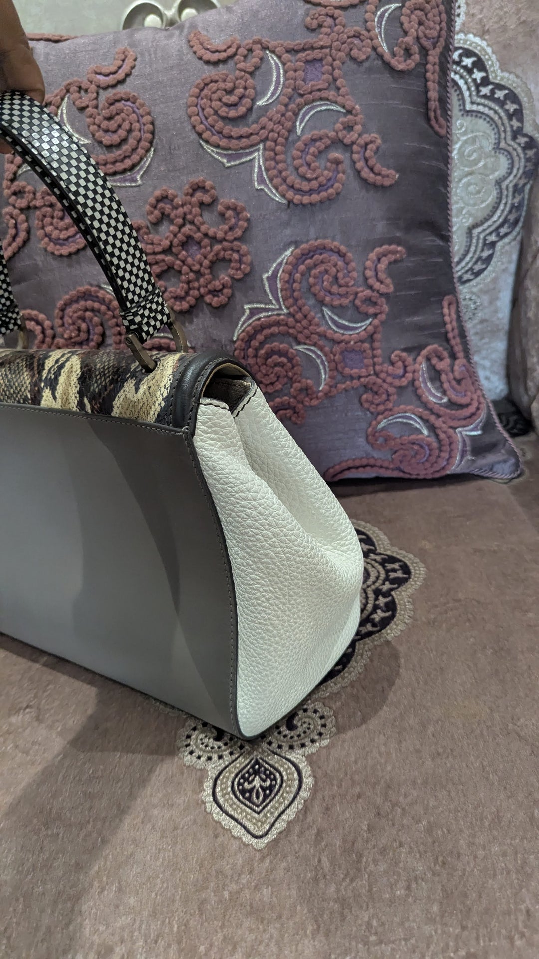 Fendi Multicolor Leather and Python Silvana Top Handle Bag