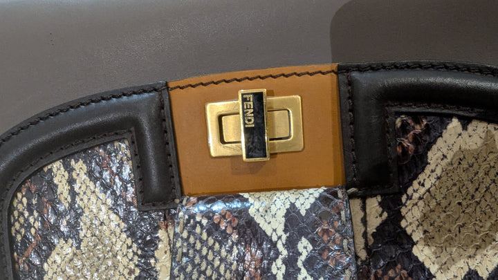Fendi Multicolor Leather and Python Silvana Top Handle Bag
