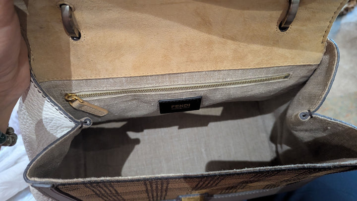 Fendi Multicolor Leather and Python Silvana Top Handle Bag