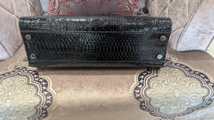 Jimmy Choo Riley Croc Embossed Top Handle Bag