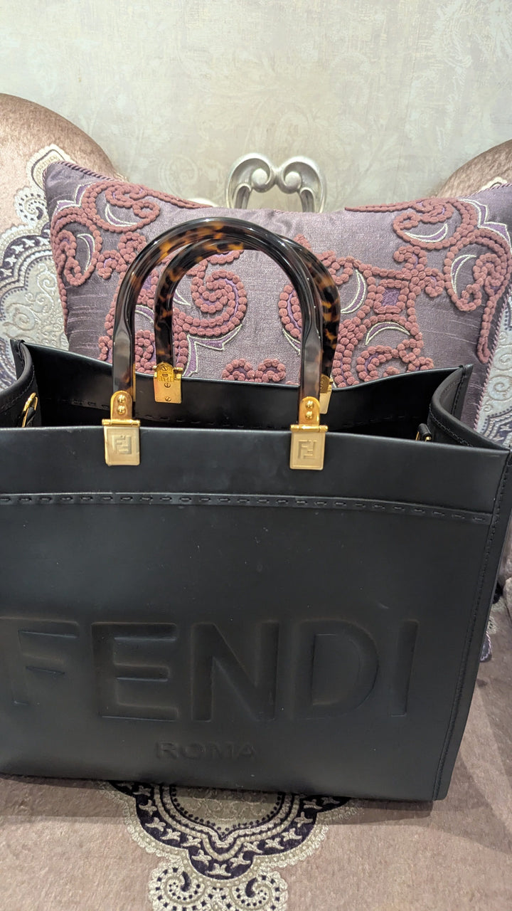 Fendi Sunshine Black leather shopper tote