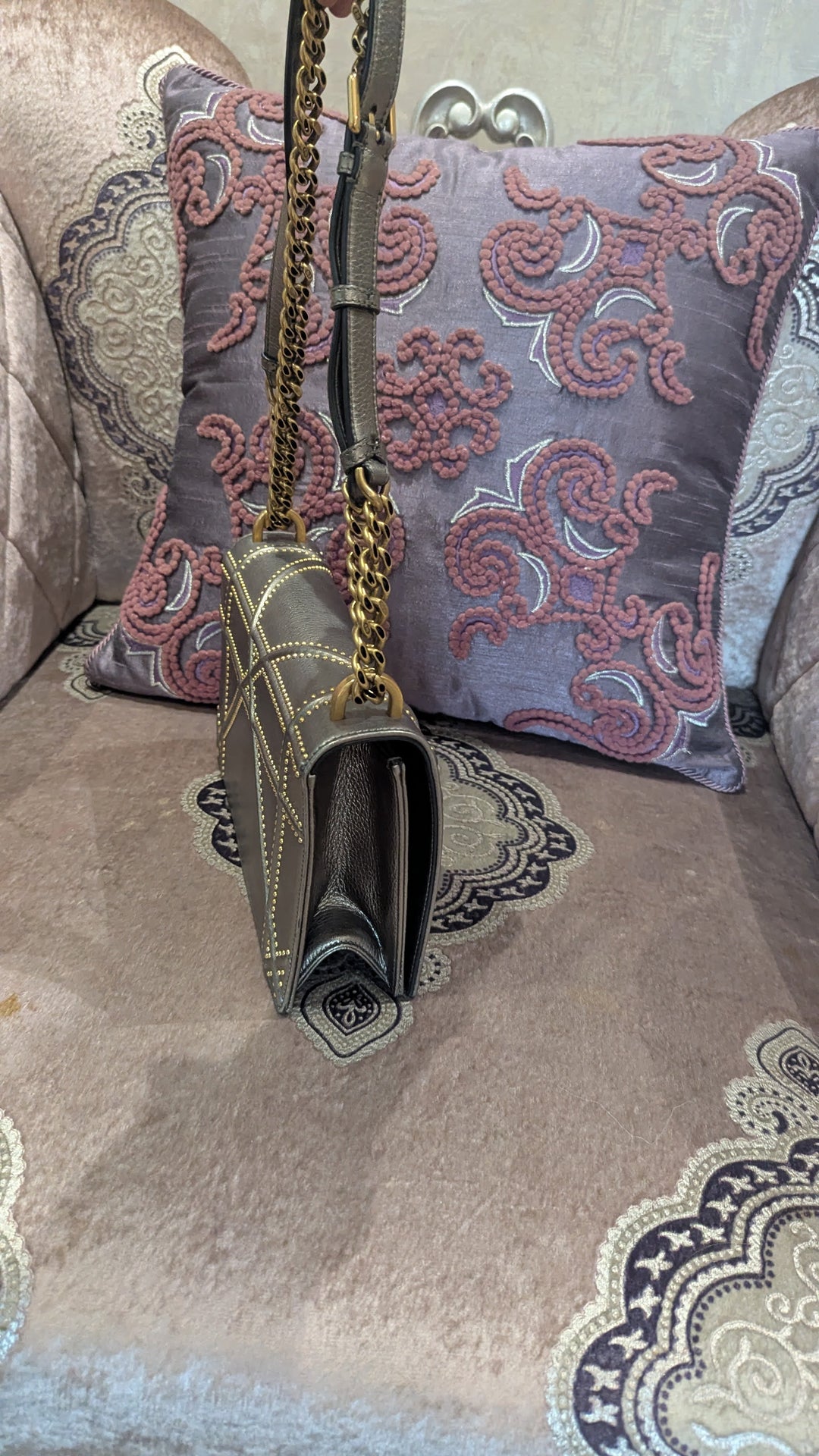 Dior Metallic Leather Diorama Flap Shoulder Bag