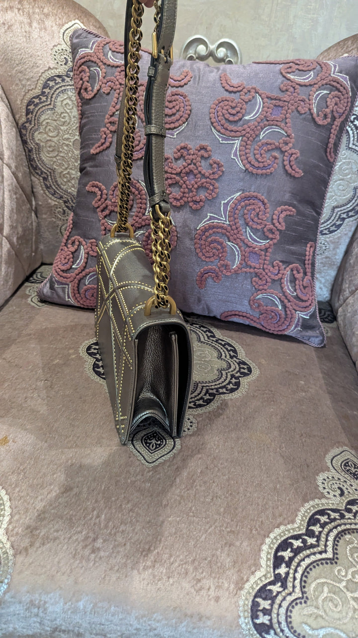 Dior Metallic Leather Diorama Flap Shoulder Bag