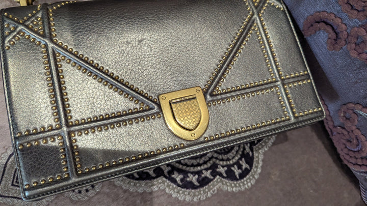Dior Metallic Leather Diorama Flap Shoulder Bag