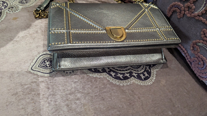 Dior Metallic Leather Diorama Flap Shoulder Bag