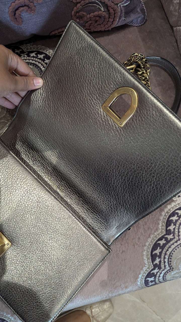 Dior Metallic Leather Diorama Flap Shoulder Bag