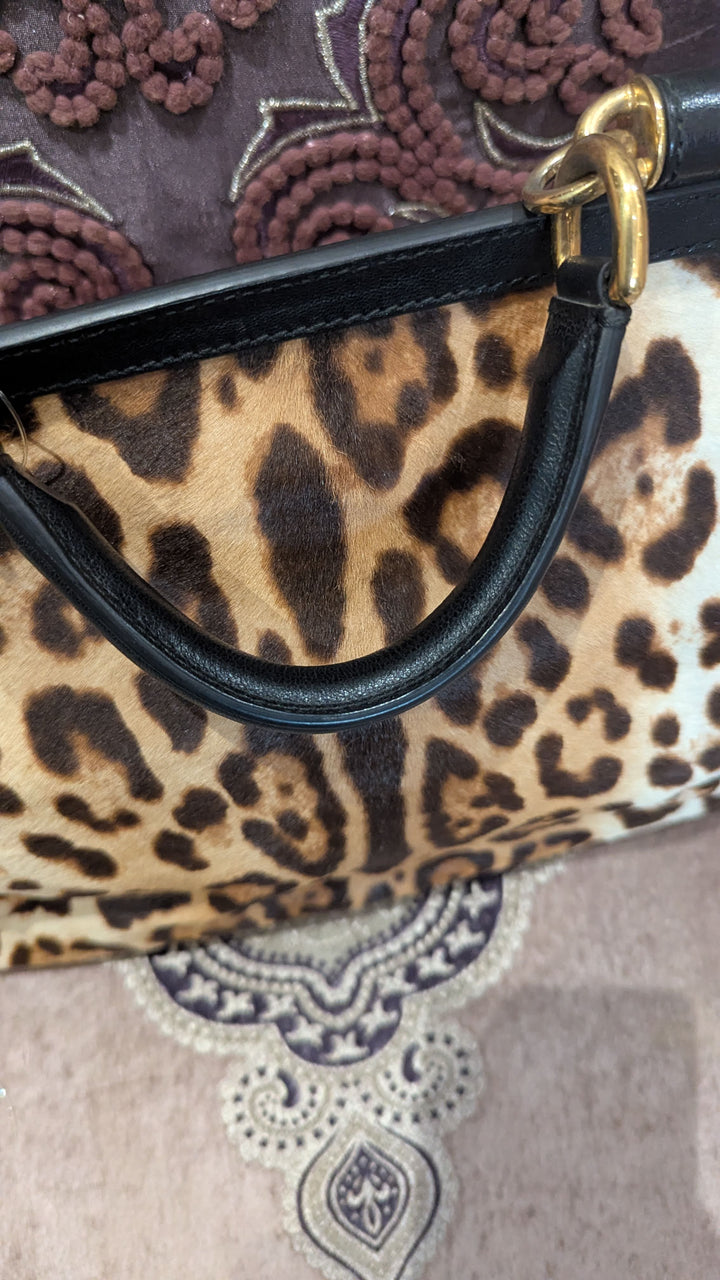 Dolce & Gabbana Leopard  Print Miss Sicily Handle Bag