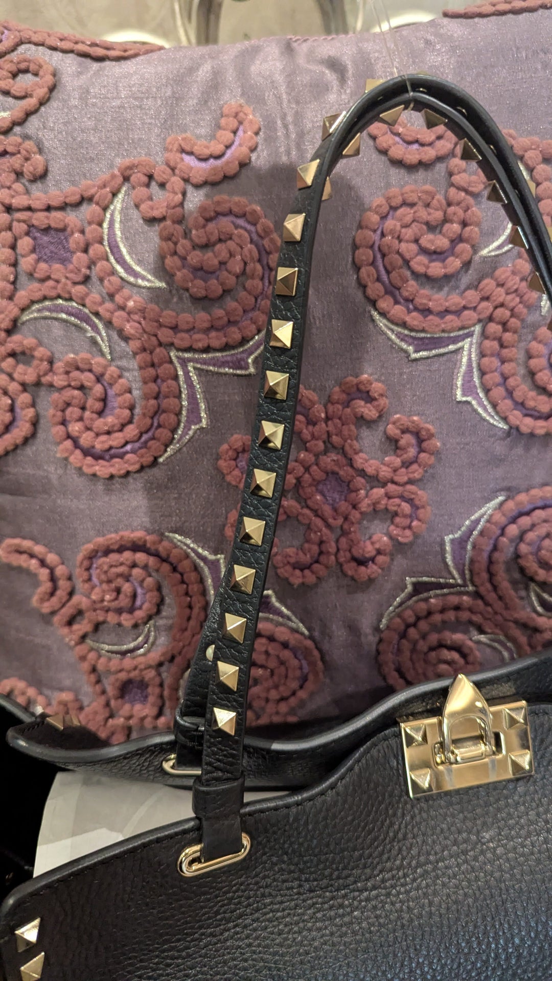 Valentino Black Leather Rockstud Tote Bag