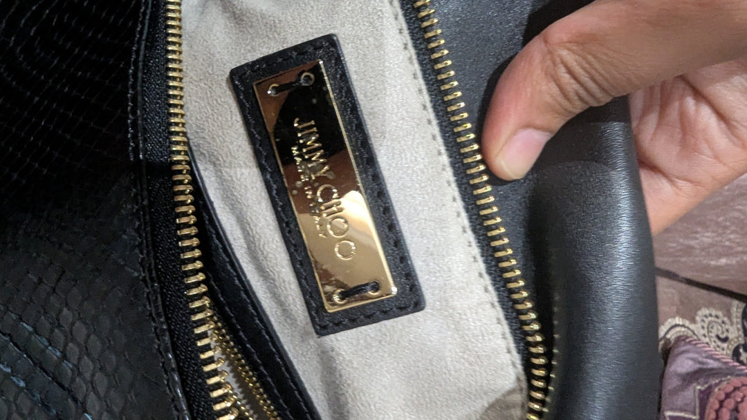 Jimmy Choo Black Leather Chain Shoulder Bag