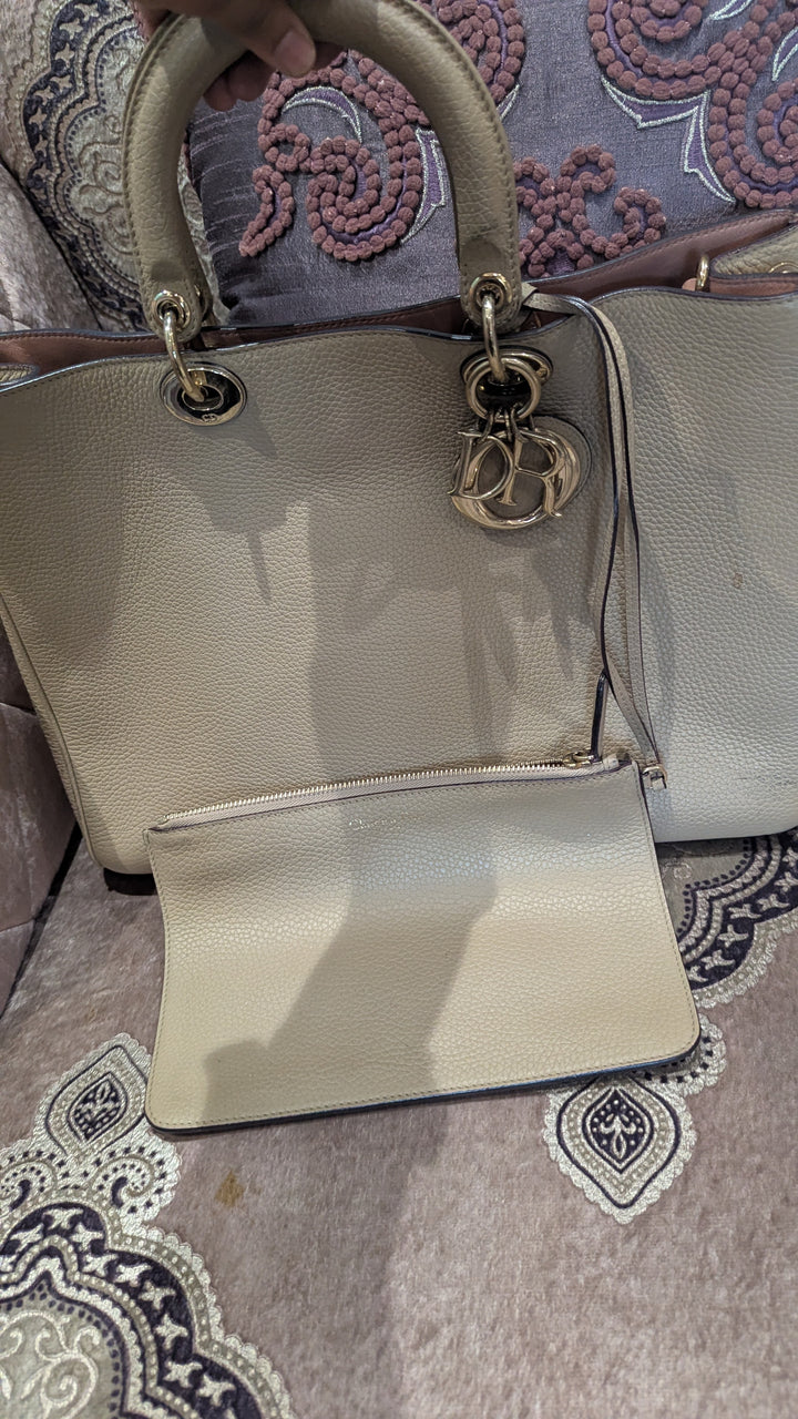 Christian Dior Leather Medium Diorissimo Shopper Tote