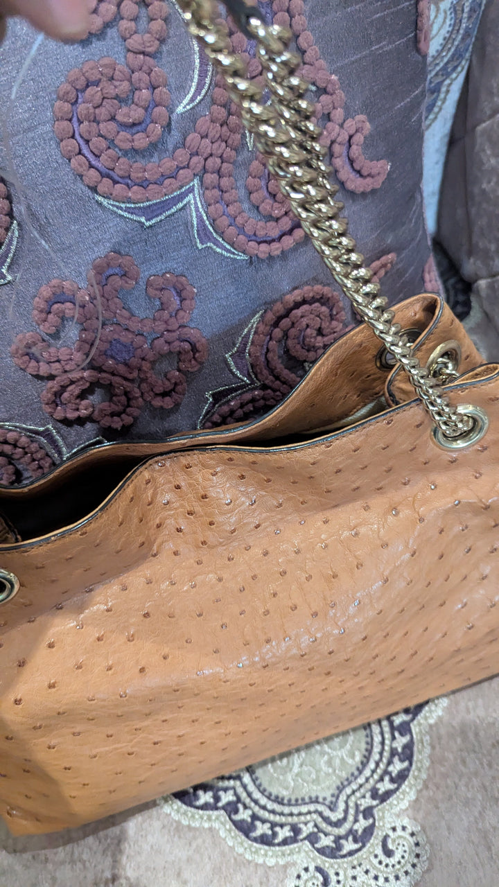 Gucci Ostrich Leather Soho Chain Shoulder Bag