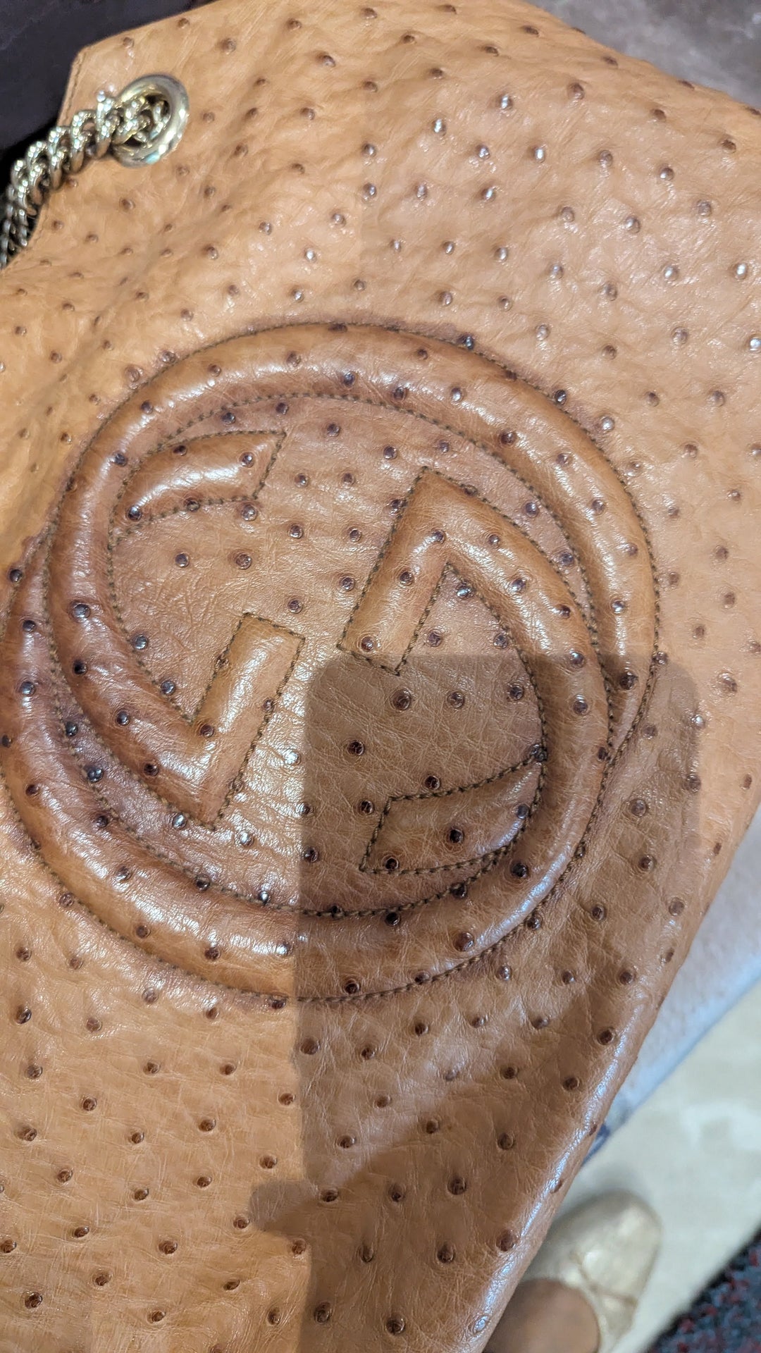 Gucci Ostrich Leather Soho Chain Shoulder Bag