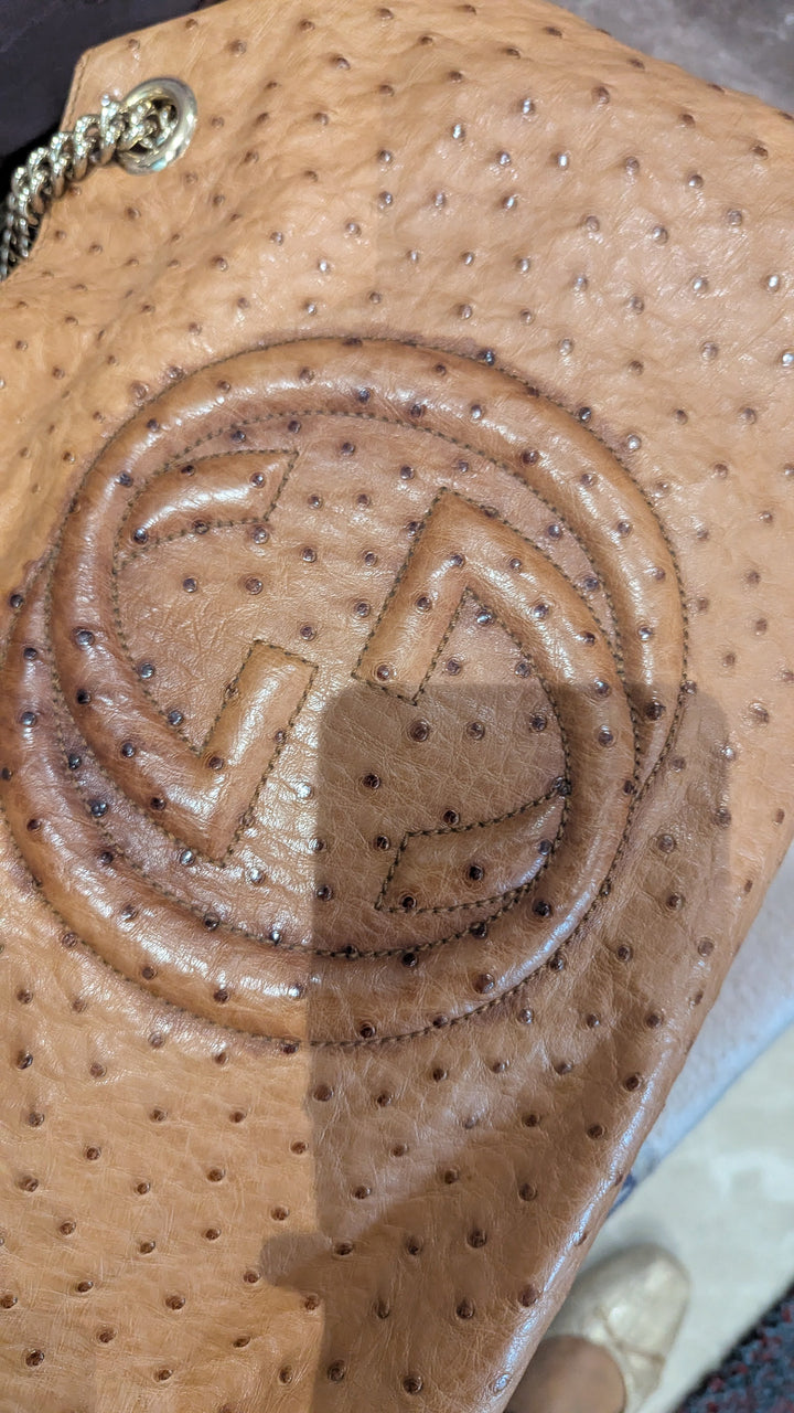 Gucci Ostrich Leather Soho Chain Shoulder Bag