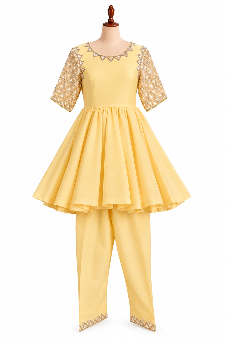 Punit Balana Yellow Embroidered Kurta Set