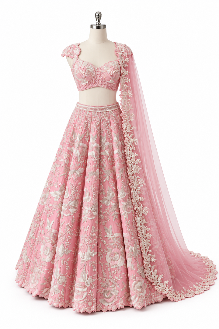 Rianta’s Blush Pink Embroidered Lehenga