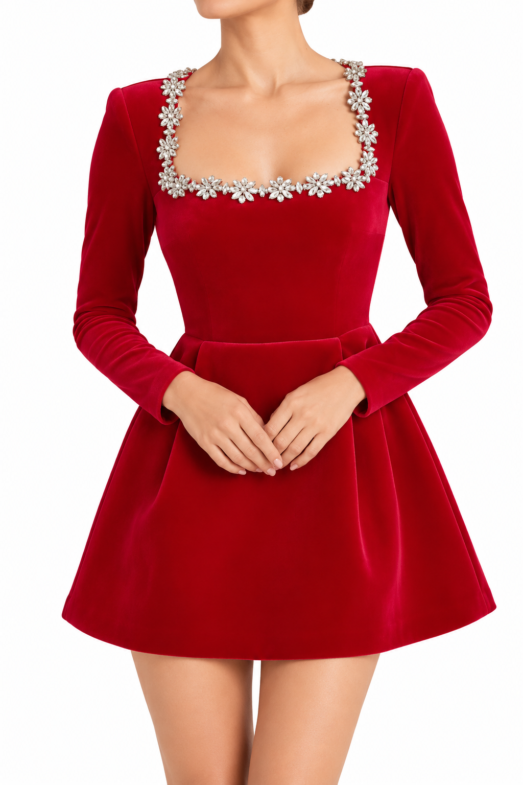 Nadine Merabi Kimberly Red Velvet Mini Dress
