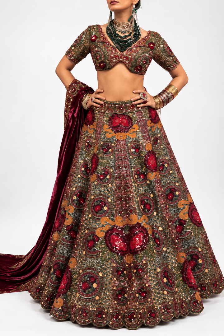Gazal Gupta Multicoloured Embroidered Lehenga Set