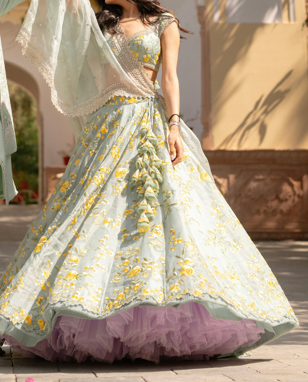 Anushree Reddy Floral Embroidered Lehenga Set