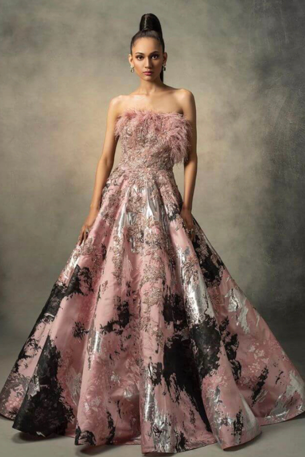 metallic sequinned gown