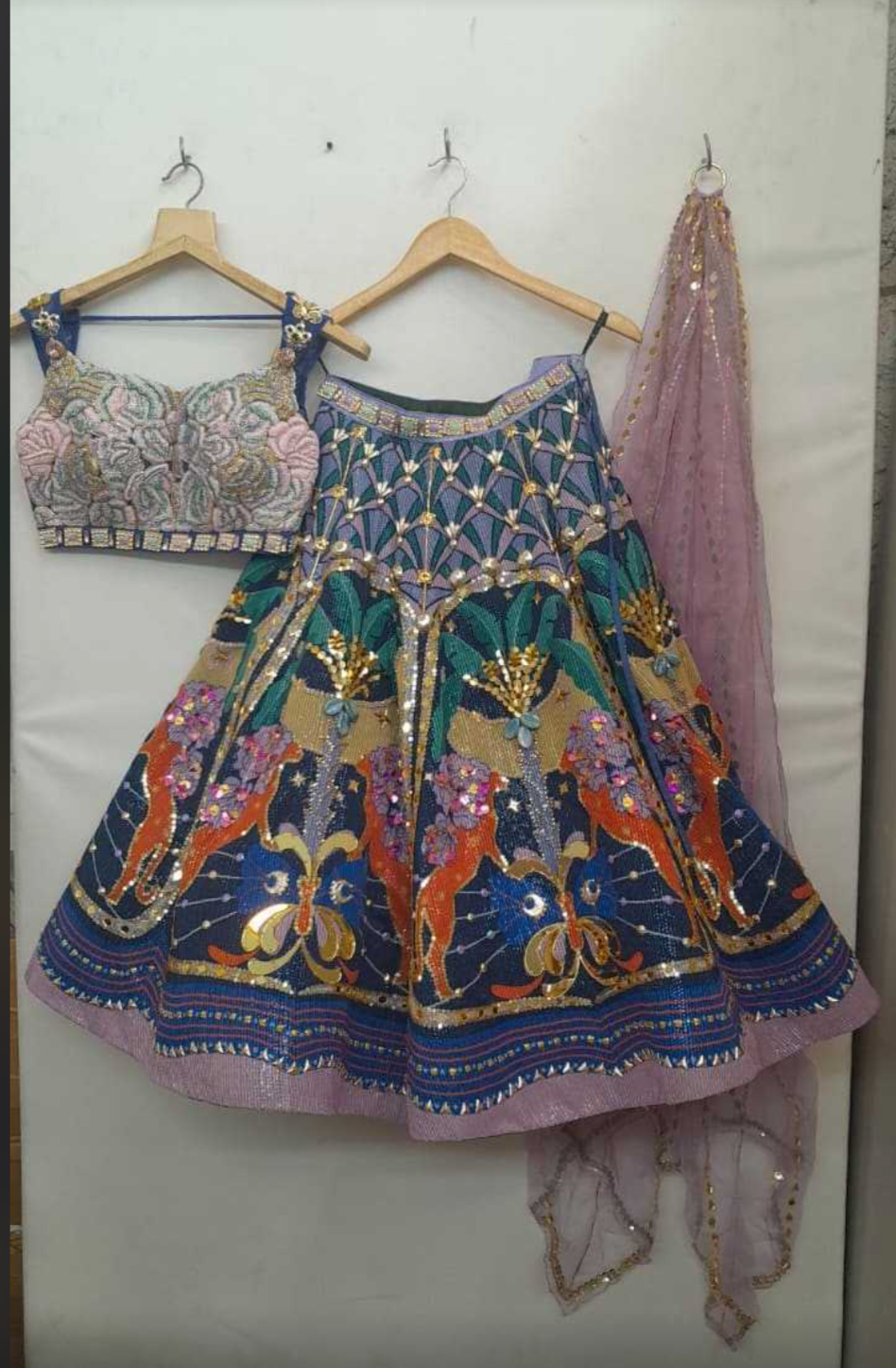 Papa Don’t Preach Embellished Multicolour Skirt Set