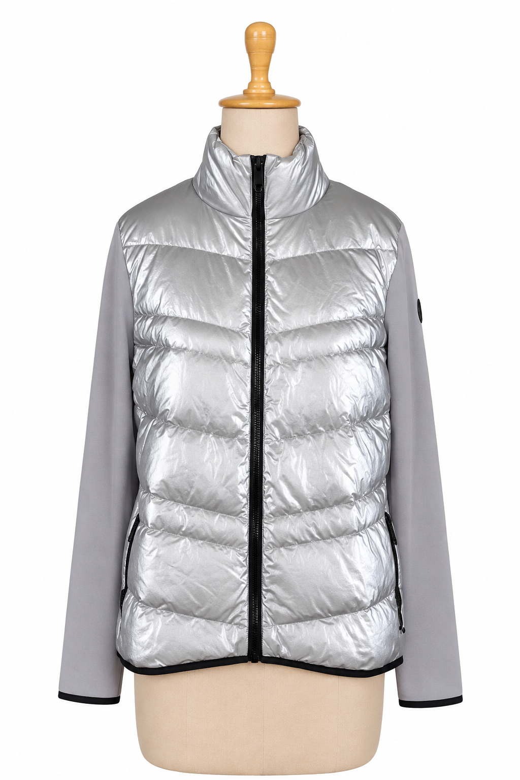 Moncler Women's Gray Panelled Wool-Blend And Quilted Shell Down Jacket