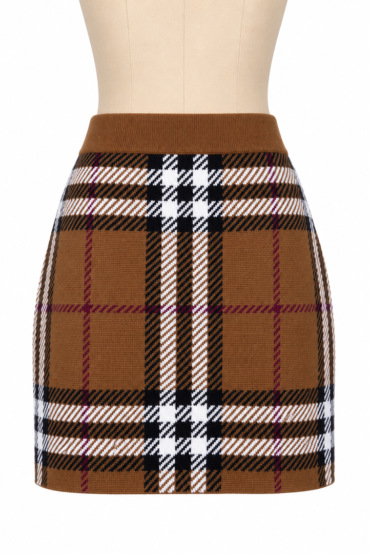 Burberry Birch Black Checkered Wool Mini Skirt Size- M