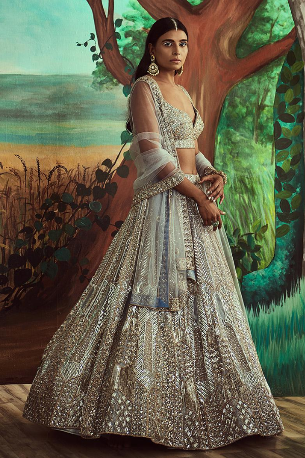 Angad Singh Steel Grey Sequins Set