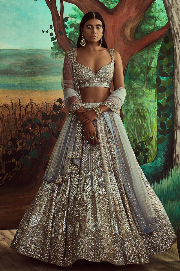 Angad Singh Steel Grey Sequins Set