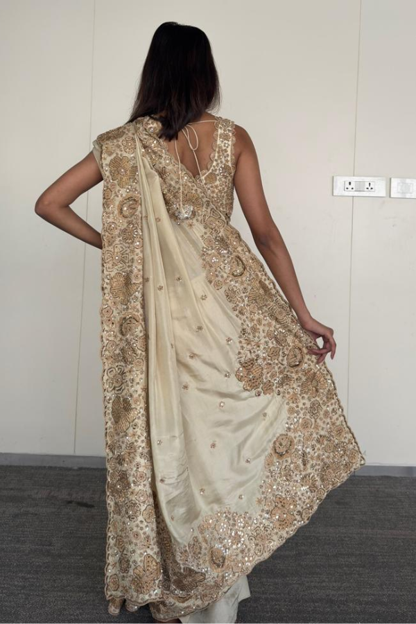 Mishru Ivory Embroidered Saree