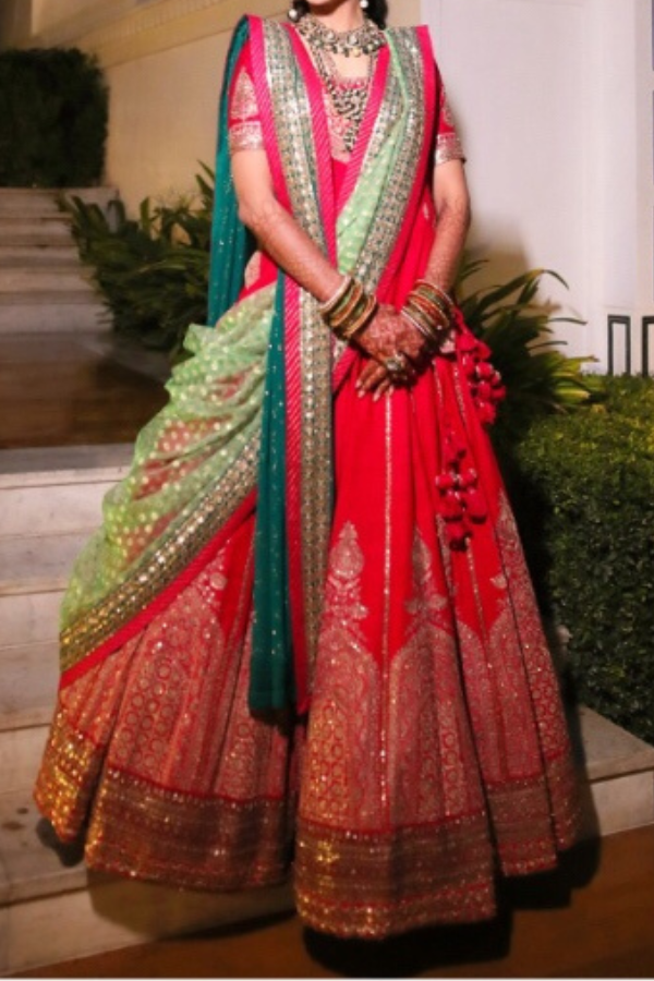 Sabyasachi Traditional Red Bridal Lehenga