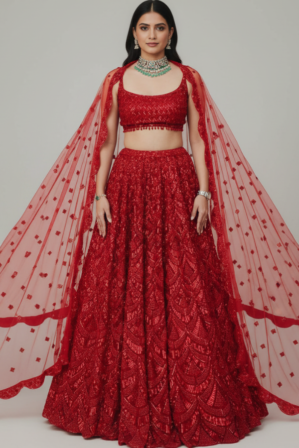 Seema Gujral Red sequins lehenga