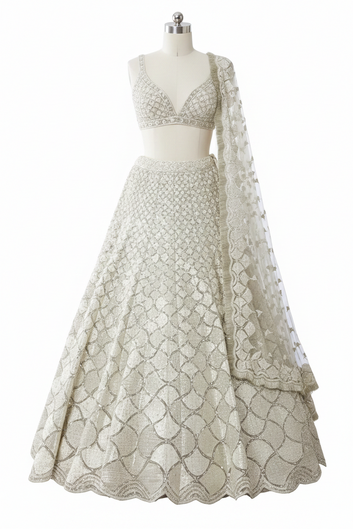 Seema Gujral Embroidered Seashell Motif Lehenga Set